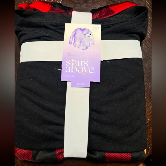 Buffalo plaid w black top pajama set - Picture 2 of 2